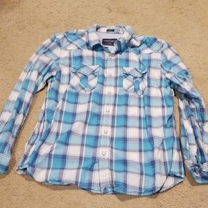 American eagle button down plaid shirt